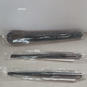 BareMinerals Set Of 3 Brushes Flawless Finish, Lid Line Crease & Buff Eye New